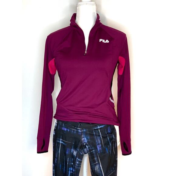 Fila Women Mock Neck Training jacket sport running 1/4 Zip Lightweight purple - Picture 3 of 12